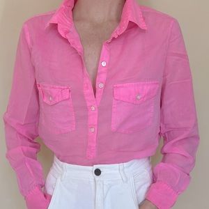 JCREW hot pink button up pop over